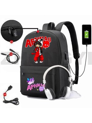 Songli 882-GXBU-H9 Popüler Kız Anime Harajuku Aphmau Oyun Sırt Çantası Öğrenci Anti Hırsızlık USB Şarj Kanvas Gizli Sakli Konusmalar Genç Hip Hop Kişiselleştirme Çantası (Yurt Dışından)