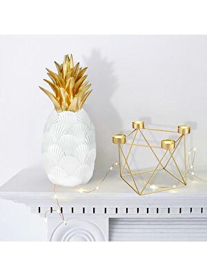 Nidage Altın Tealight Mumluk Metal -Gold- 23*16 cm