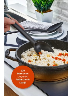 Orvila Yanmaz Yapışmaz Yüksek Isıya Dayanıklı Teflon Servis Kaşığı - Pilav Kepçesi