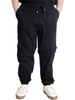 Superxl Büyük Beden Erkek Keten Kargo Jogger Valencia 21911 Siyah