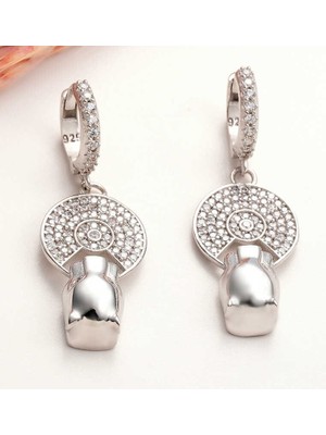 Serra Jewels ​Gümüş Sallantılı Kaplan Figürlü Kadın Küpe