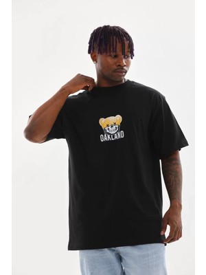 Tarz Yeri Unisex Baskılı Oversize T-Shirt - Siyah