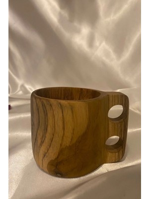 Rahan Kuksa Ahşap Rengi Tahta Bardak Kupa Kulplu