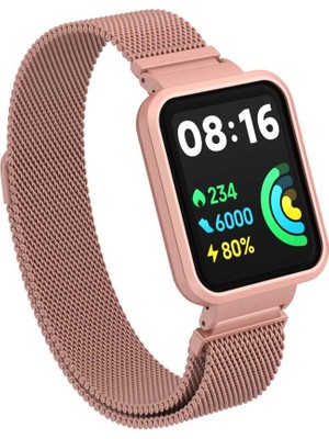 Bulut E-Ticaret Xiaomi Redmi Watch 2 Lite Uyumlu Krd-58 Metal Kordon Blt Pembe Açık