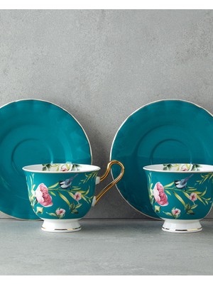 English Home Vanilla New Bone China Fincan Takımı 4 Parça 2 Kişilik Turkuaz