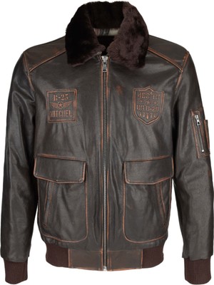 Tamer Tanca Erkek Hakiki Deri Deri Kızıl Eskitme Mont 993 B-25 Erk Derımont SK23/24 Kızıl Eskıtme