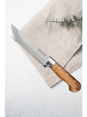 Minteks Inci Kaplama 28 cm Ahşap Saplı Çelik Bilezikli Et Bıçağı B0361