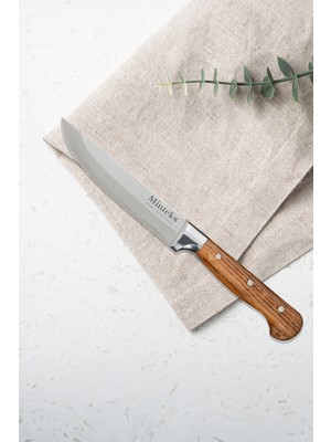Minteks 24 cm Ahşap Saplı Çelik Sebze Bıçağı B024S
