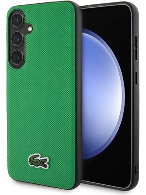 Lacoste Galaxy S24 Plus Kılıf Lacoste Lisanslı Pu Pike Desenli Arka Yüzey Ikonik Timsah Dokuma Logolu Yeşil