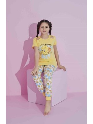 Rapapa Kız Çocuk Yatan Tweety Kısa Kol Pijama Takımı 2604