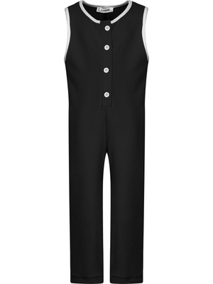 Luess Kız Çocuk Kısa Kollu Önü Düğmeli Tulum