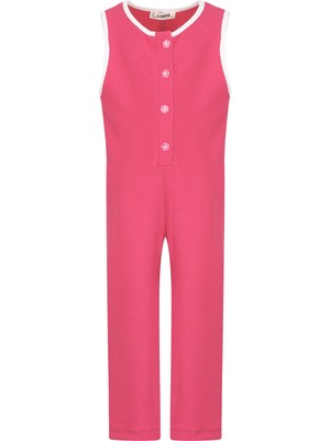 Luess Kız Çocuk Kısa Kollu Önü Düğmeli Tulum