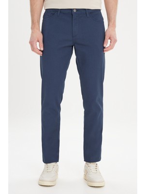Altınyıldız Classics Erkek Lacivert Slim Fit Dar Kesim 5 Cep Armürlü Esnek Pantolon