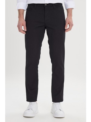 ALTINYILDIZ CLASSICS Erkek Siyah Slim Fit Dar Kesim 5 Cep Armürlü Esnek Pantolon