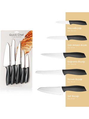 Schafer Quick Chef 5 Parça Bıçak Seti Siyah