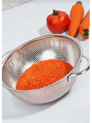 Orvila Paslanmaz Çelik Makarna Süzgeçi 26 cm Metal Kulplu Kevgir