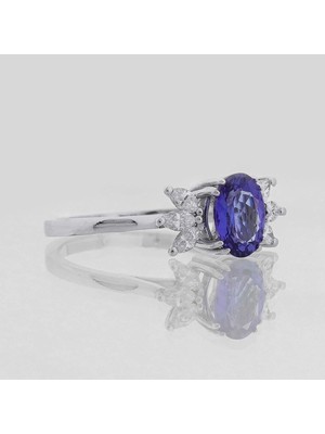 İryum Lotus Çiçeği Tanzanite Tektaş Pırlanta Yüzük