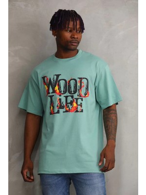 Tarz Yeri Unisex Baskılı Oversize T-Shirt - Mint Yeşili