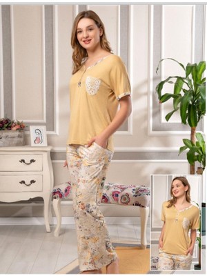 Bone Club 5836 Pudra Desenli Viskon Spor Pijama Tk