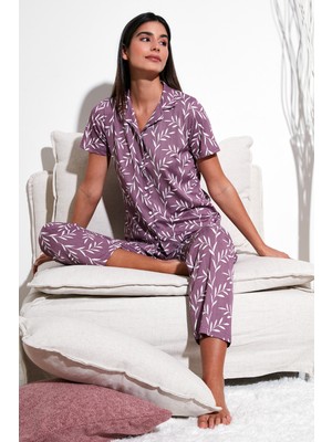 Lela Regular Fit Gömlek Yaka Kısa Kollu Pijama Takımı Bayan Pijama Takımı 65780124