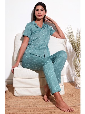 Lela Regular Fit Gömlek Yaka Kısa Kollu Pijama Takımı Bayan Pijama Takımı 65780124