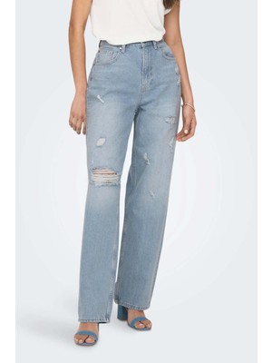 Only Kadın Düz Kalıp Jean Yırtık Kot Pantolon - 15282727
