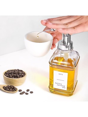 Mehay Home 2 Li Gümüş Kristal Cam, Yağlık ,kahve Dağıtıcı Dispenser, Sabunluk,losyon Gümüş Başlık 500 ml