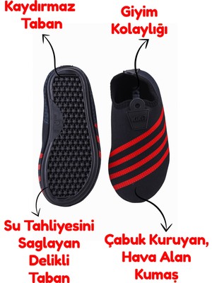 Kiko Kids Point Havuz Plaj Kız Çocuk Deniz Ayakkabısı 7514 Siyah - Turuncu