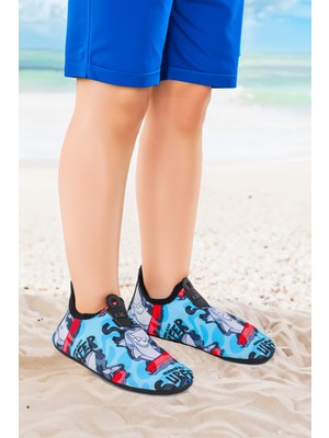 Kiko Kids Surfer Havuz Plaj Erkek Çocuk Deniz Ayakkabısı 7561 Mavi