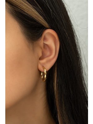 Sunshine 925 Ayar Gold Kaplamalı 3 cm Burgu Halka Gümüş Küpe