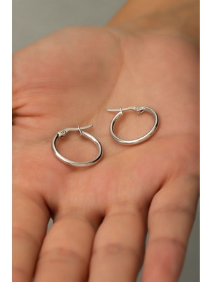 Sunshine 925 Ayar Rodyum Kaplamalı 2 cm Halka Gümüş Küpe