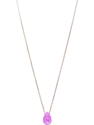 Sunshine 925 Ayar Rose Kaplamalı Damla Kesim Pembe Taşlı Gümüş Kolye