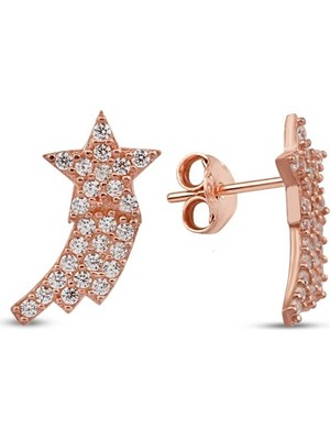 Sunshine 925 Ayar Rose Kaplamalı  kayan yıldız kupe