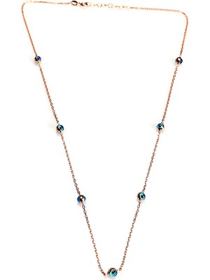 Sunshine 925 Ayar Rose Kaplamalı Nazar Göz Tasarım Gümüş Kolye