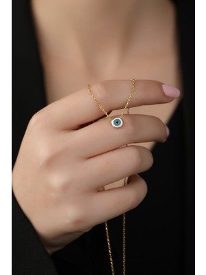 Sunshine 925 Ayar Lazer Mineli Yuvarlak Tasarım Minimal Kolye