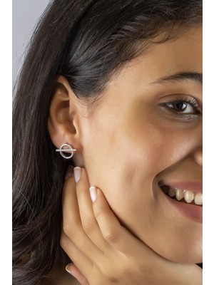 Sunshine 925 Ayar Rose Kaplamalı Siyah Taşlı Yıldız Gümüş Küpe