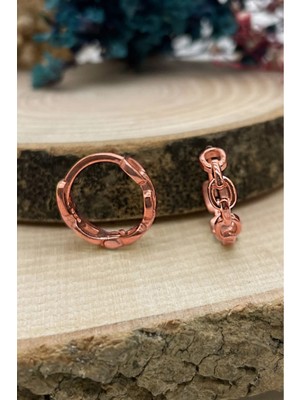 Sunshine 925 Ayar Rose Kaplamalı 1,4 cm Zincir Halka Gümüş Küpe