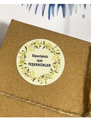 Butik Sosyetik Siparişiniz Için Teşekkürler Çelenkli Yuvarlak Yapışkanlı Etiket 4x4 cm 106 Adet