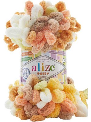 Alize Puffy Color 6528 Elde Örülen Battaniye Atkı Ceket Ipi 5 Yumak
