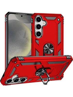 Heptek İletişim Samsung Galaxy S24 Plus Kılıf Tank Zırh Yüzüklü Mıknatıslı Standlı Kapak (Vega)