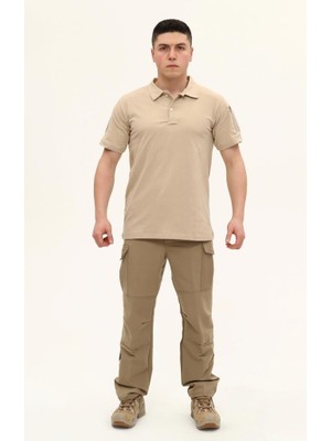 Single Sword Yaka T - Shirt - Tactical Kısa Kollu Polo - Beden: 3XL | Renk: Bej