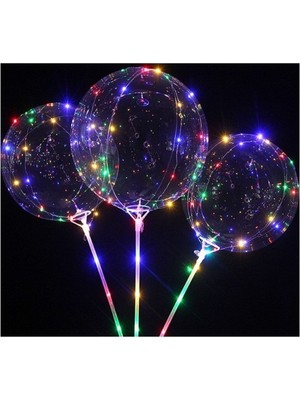 Niyet Işıklı Balon - Transparent LED 3 Fonksiyonlu - Şeffaf Balon Çubuklu