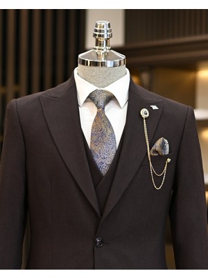 Terzi Adem Altun Italyan Stil Ceket Yelek Pileli Pantolon Takım Elbise Bordo T11323