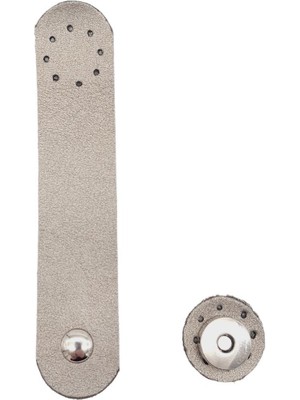 Angel Çanta Aksesuar 14X3 cm Suni Deri Yuva Model Çanta Kapağı Parlak Gri Gümüş Metalli