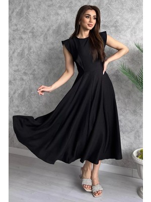 Julude Siyah Kadın Bisiklet Yaka Kiloş Elbise P-00003873