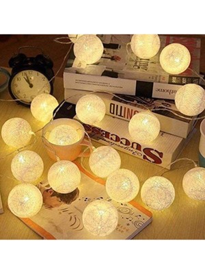 Züccaciye Market Pamuk Top LED Işıklı Dekoratif Işıklı 10 Lu Top 2 Metre