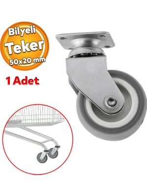 Badem10 Mobilya Ofis Koltuk Tekeri Vidalı Yük Taşıma Alışveriş Sepeti Tablalı Teker 50 mm x 20 mm Gri
