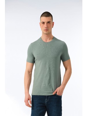 Fsm1453 Erkek Pamuklu Süprem Penye Kısa Kollu Sıfır Yaka Günlük Likralı Tişört - 1057