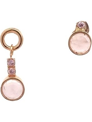 Altınöz Mücevherat Pink Quartz Taşlı Şık Rose Küpe