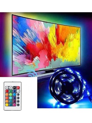 Gaman Kumandalı USB Şerit LED Tv Pc Arkası Çok Renkli Rgb Aydınlatma 4 Metre Çok Modlu Görsel Şölen